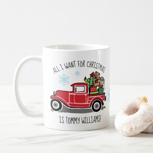  Red Truck, alles wat ik voor Kerstmis wil Koffiemok (Met donut)