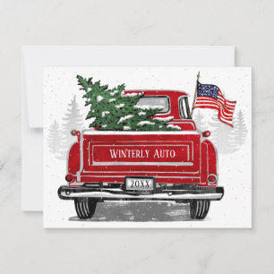 Red Truck American Flag Patriotic Business Feestdagenkaart