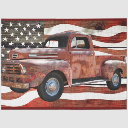 Red Truck American Flag Tissue Paper Tissuepapier (Voorkant)