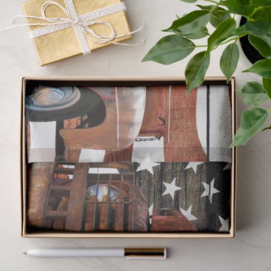  Red Truck American Flag Tissue Paper Tissuepapier (Geschenk)