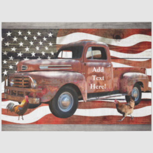 Red Truck American Flag Tissue Paper Tissuepapier