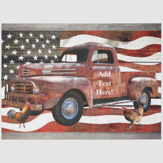  Red Truck American Flag Tissue Paper Tissuepapier (Voorkant)