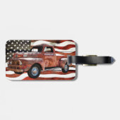 Red Truck Amerikaanse vlag Bagagelabel (Achterkant horizontaal)