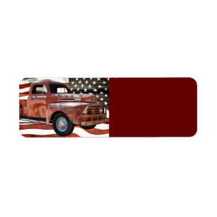  Red Truck Amerikaanse vlag Etiket