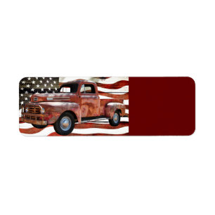  Red Truck Amerikaanse vlag Etiket