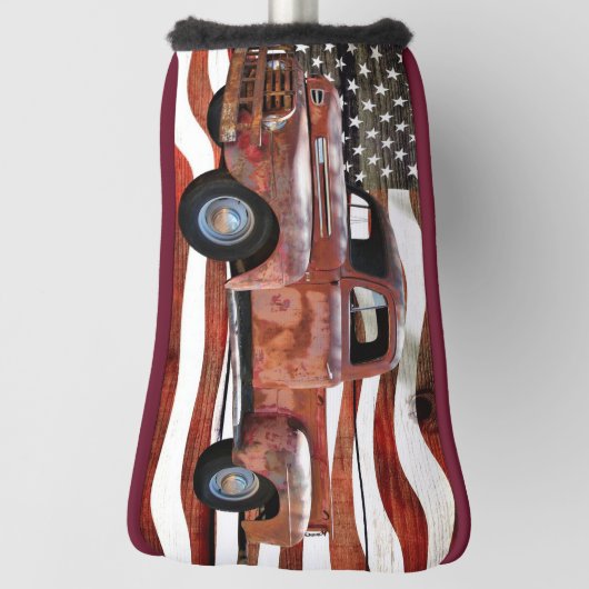  Red Truck Amerikaanse vlag Golfheadcover (Draai 90)