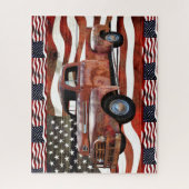 Red Truck Amerikaanse vlag Legpuzzel (Verticaal)