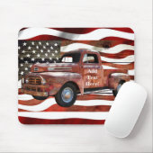 Red Truck Amerikaanse vlag Muismat (Met muis)