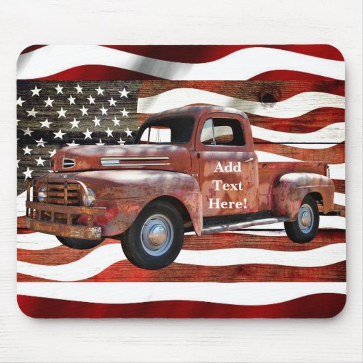Red Truck Amerikaanse vlag Muismat (Voorkant)