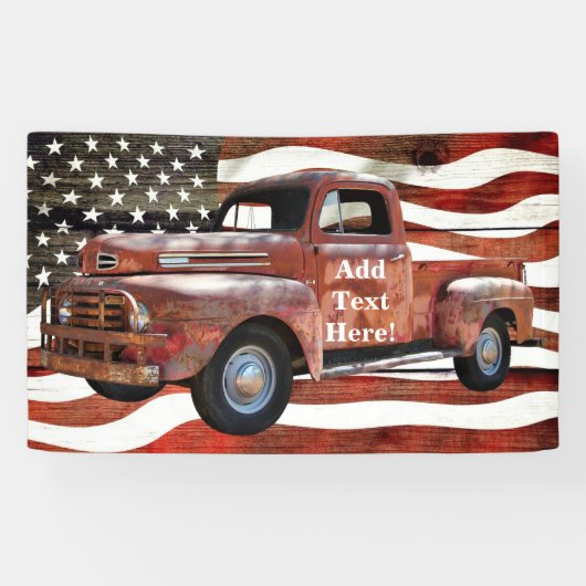  Red Truck Amerikaanse vlag Spandoek (Horizontaal)