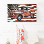  Red Truck Amerikaanse vlag Spandoek (Insitu)