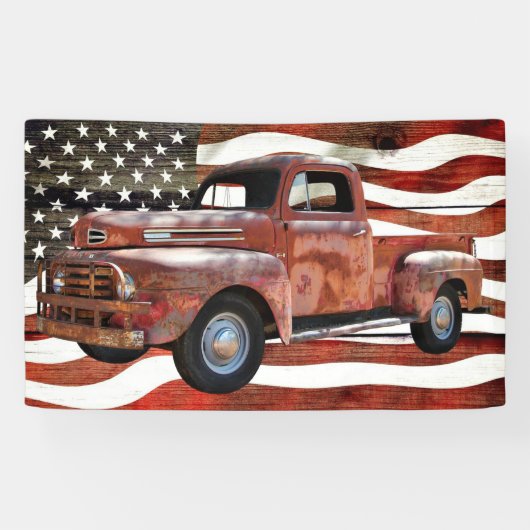  Red Truck Amerikaanse vlag Spandoek (Horizontaal)