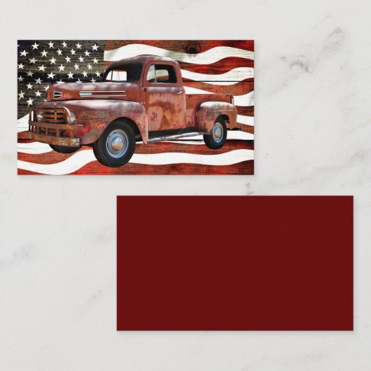 Red Truck Amerikaanse vlag Visitekaartje (Voorkant / Achterkant)