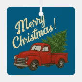 Red truck and Christmas tree custom Metalen Ornament (Voorkant)
