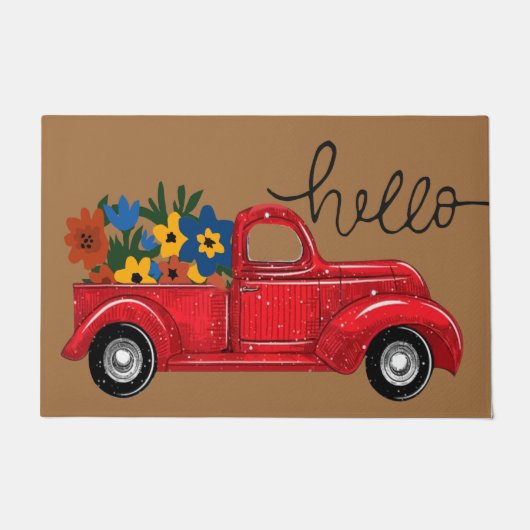 Red Truck and Flowers Demat| Spring Decor Deurmat (Voorkant)