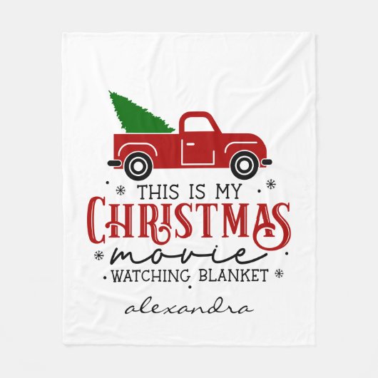 Red Truck and Tree kerstfilm Watts Name Fleece Deken (Voorkant)