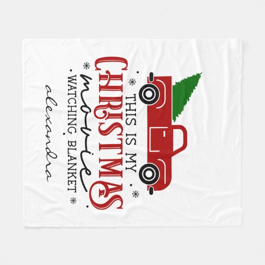 Red Truck and Tree kerstfilm Watts Name Fleece Deken (Voorkant (Horizontaal))