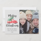 Red Truck and Tree kerstfoto Feestdagenkaart (Voorkant)