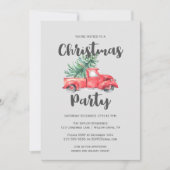 Red Truck and Tree Kerstparty Kaart (Voorkant)