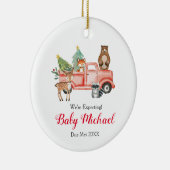 Red Truck Animal dat we verwachten van ouders Keramisch Ornament (Rechts)