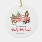 Red Truck Animal dat we verwachten van ouders Keramisch Ornament (Voorkant)