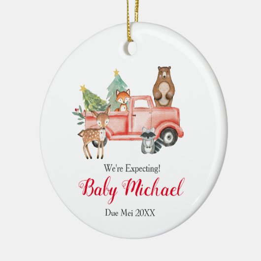 Red Truck Animal dat we verwachten van ouders Keramisch Ornament (Links)
