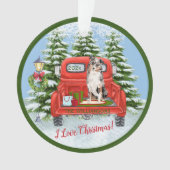  Red Truck Australian Shepherd Dog Ornament (voorkant)