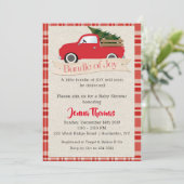 Red Truck Baby shower Invitation Kaart (Staand voorkant)