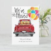  Red Truck Balloons Labrador Dogs Moving Aankondiging (Staand voorkant)