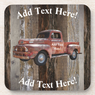 Red Truck Barn Board Wood Rustisch Hout Bier Onderzetter