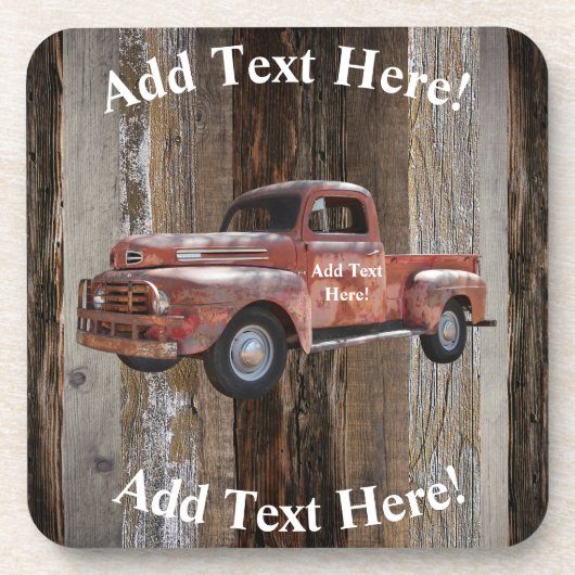 Red Truck Barn Board  Wood Rustisch Hout Bier Onderzetter (Voorkant)