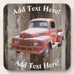 Red Truck Barn Board Wood Rustisch Hout Bier Onderzetter