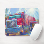 RED TRUCK BIG RIG TRUCKERS Cadeaus Muismat (Met muis)