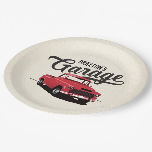 Red  Truck Birthday Custom Paper Borden Papieren Bordje (Gekanteld)