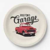 Red  Truck Birthday Custom Paper Borden Papieren Bordje (Voorkant)