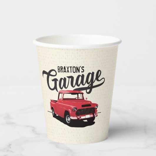 Red  Truck Birthday Custom Paper Cups Papieren Bekers (Voorkant)