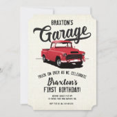 Red Truck Birthday Party Invitation Kaart (Voorkant)