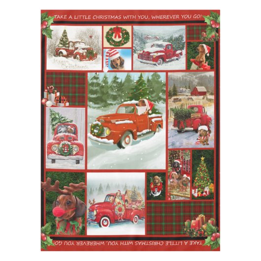 Red Truck Blanket Red Truck Gift, prettig kerstfee Tafelkleed (Voorkant)