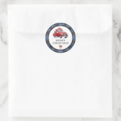 Red Truck Blue Plaid Retour Adreslabels Ronde Sticker (Tas)