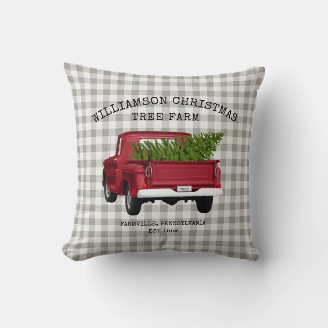  Red Truck Boerderij Familienaam Kussen (Voorkant)