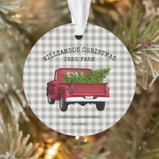  Red Truck Boerderij Familienaam Ornament (Boom)