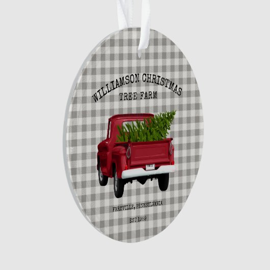  Red Truck Boerderij Familienaam Ornament (voorkant)