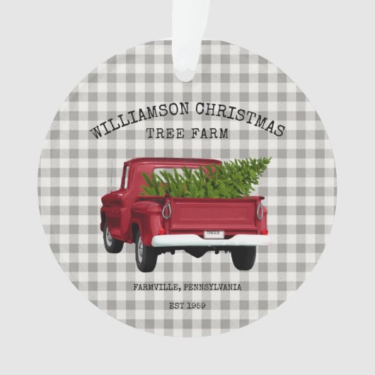  Red Truck Boerderij Familienaam Ornament (voorkant)