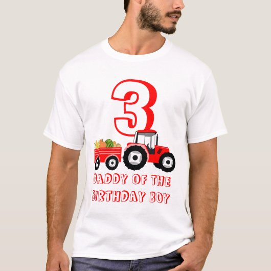 Red Truck Boerderij Produce Daddy Verjaardagsjonge T-shirt (Voorkant)