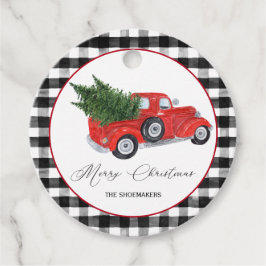  Red Truck Buffalo kerstmis Bedankjes Labels