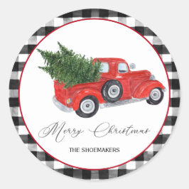  Red Truck Buffalo kerstmis Ronde Sticker