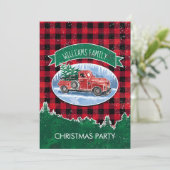  Red Truck Buffalo Pset-kerstfeest Kaart (Staand voorkant)