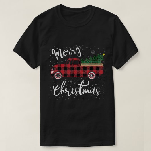 Red Truck Buffalo Pset Merry kerst T-shirt (Design voorkant)