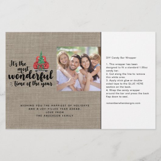 Red Truck Burlap Snoep Bar Wrapper (Voorkant)