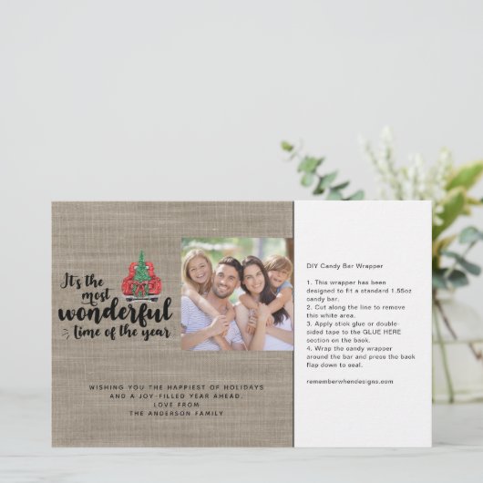 Red Truck Burlap Snoep Bar Wrapper (Staand voorkant)